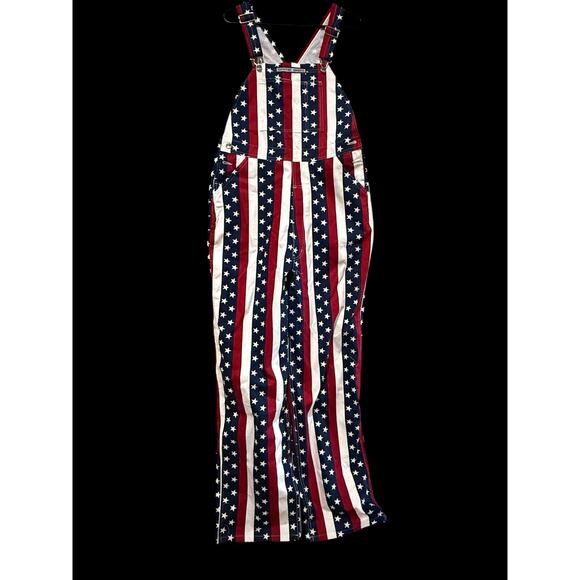 Game Bibs American Flag Logo Overalls USA abSz: Medium A6 - Picture 1 of 10